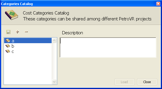 Cost Categories catalog